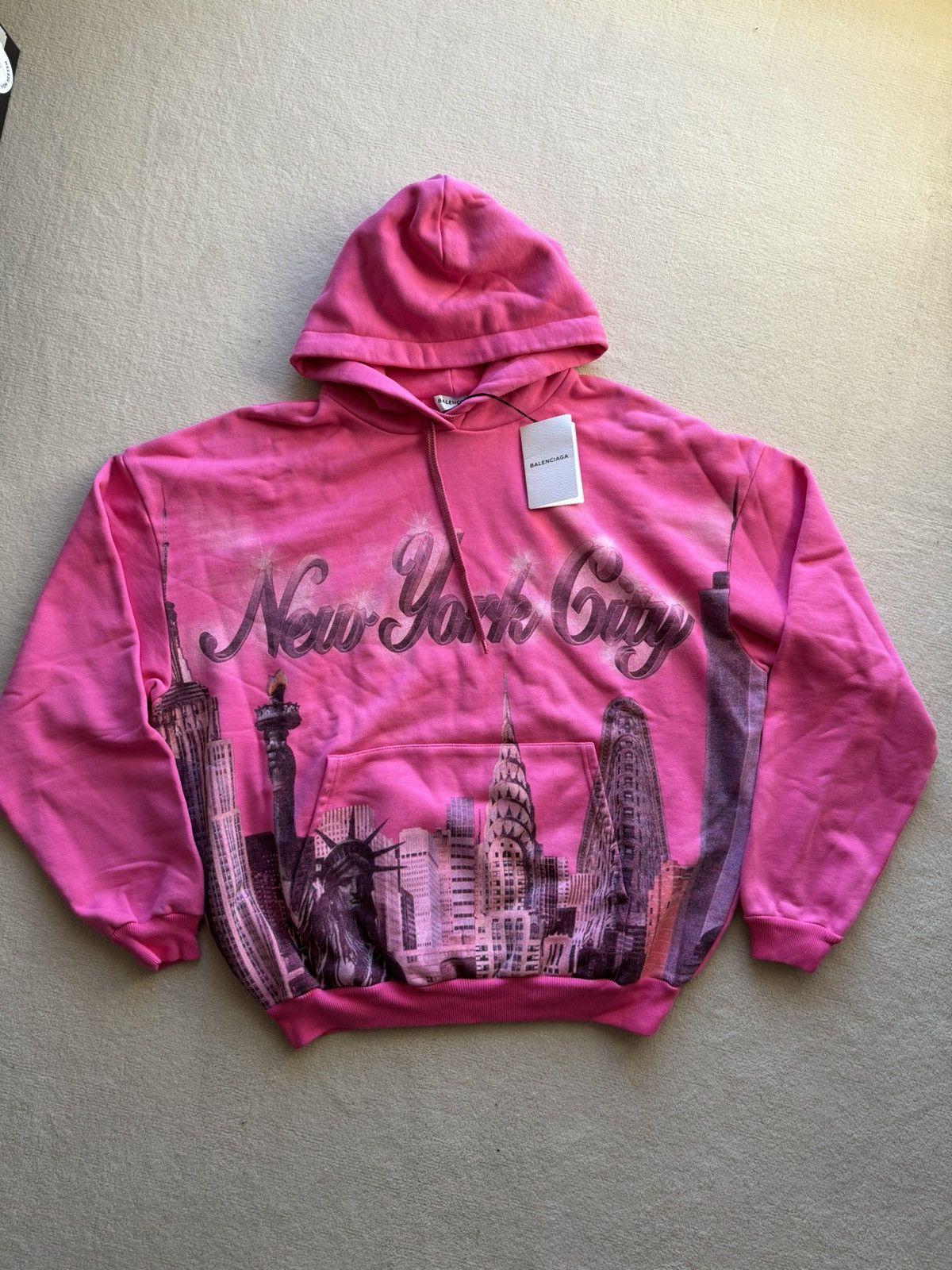 image of Balenciaga New | New York City Nyc Graffiti Hoodie Pink, Men's (Size XS)