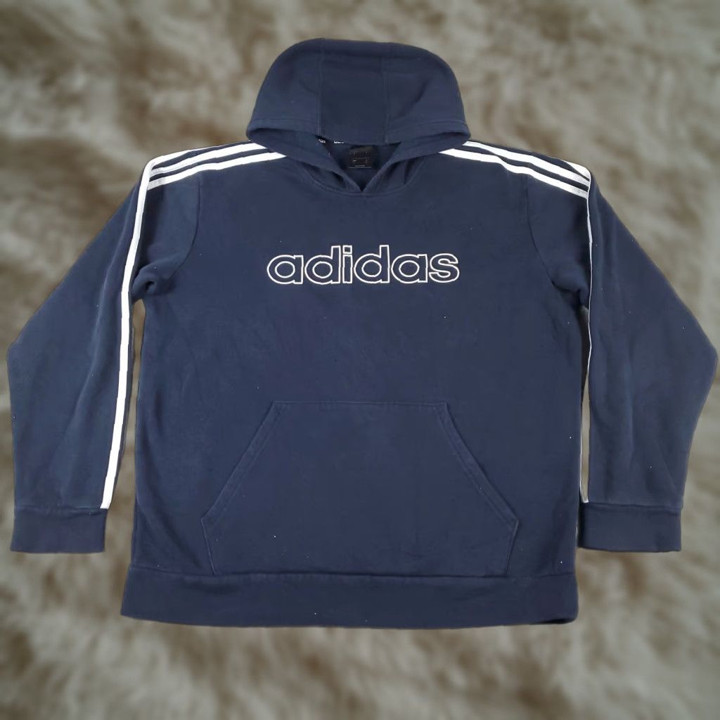Adidas Adidas Hoodie Mens Large Blue Pullover Sweatshirt Mock Neck Hooded Size US L / EU 52-54 / 3 - 1 Thumbnail
