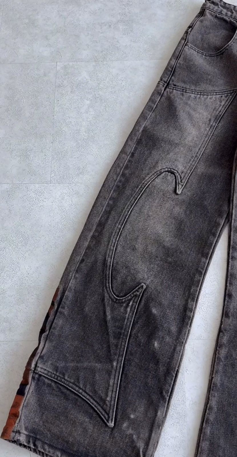 Other Embroidered Washed Grey Denim Pants Size S Size US 32 / EU 48 - 3 Thumbnail