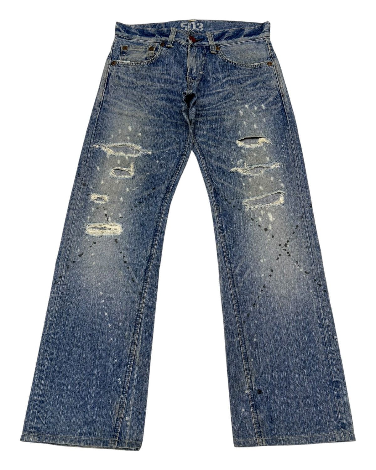 Kapital 🔥EDWIN 503 BLUE TRIP PAINTER DISTRESSED DENIM JEANS Size US 31 - 1 Thumbnail