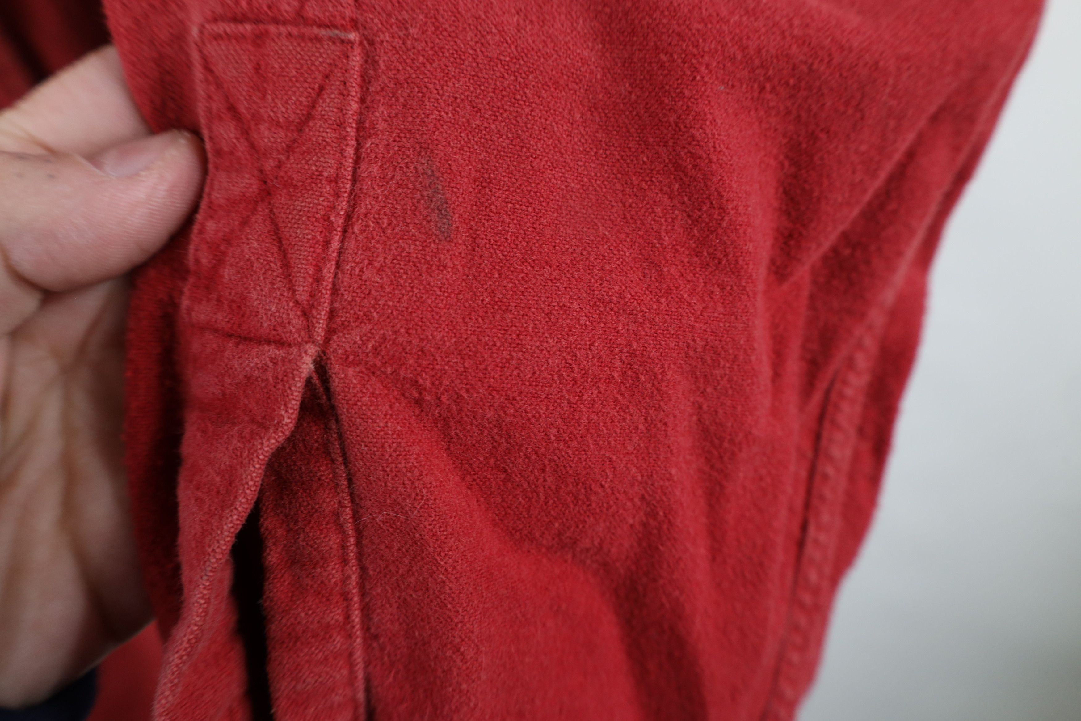Lands' End × Vintage Vintage 90s Lands End Chamois Cloth Button Down Shirt Red Size US XL / EU 56 / 4 - 4 Thumbnail