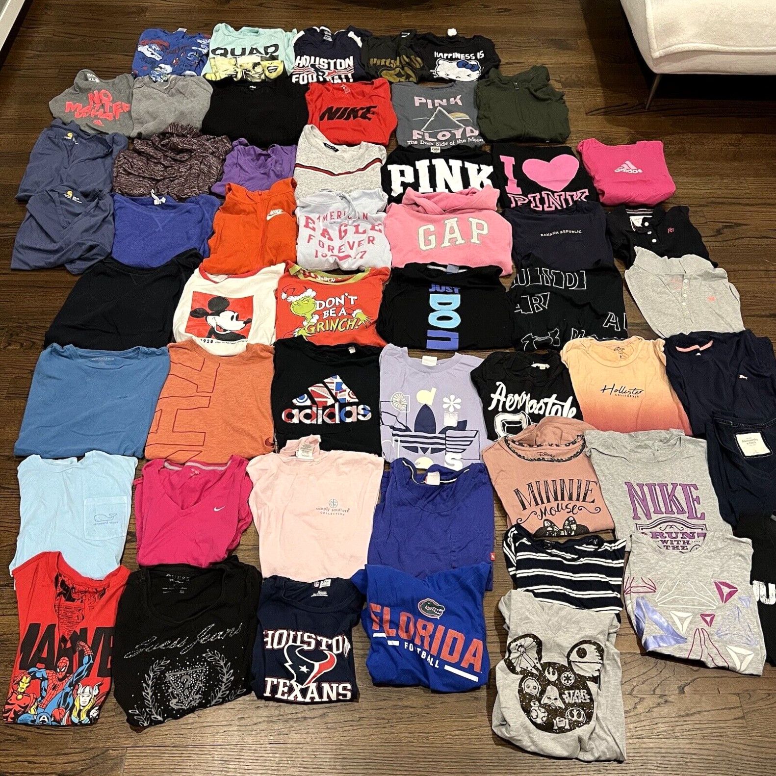image of Lot Of 53 Womens T Shirts Sweater Sweatshirt Sizes Xs - XL Nike Pink Adidas in White