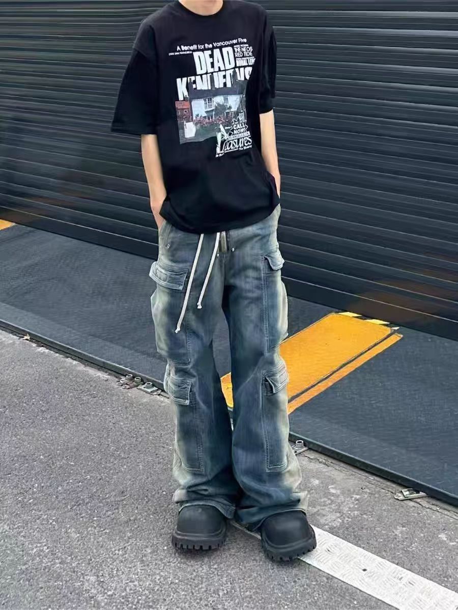 Japanese Brand × Jean High Street Gradient Wash Y2K Hip Hop Micro Flare Work Jeans Size US 34 / EU 50 - 1 Thumbnail