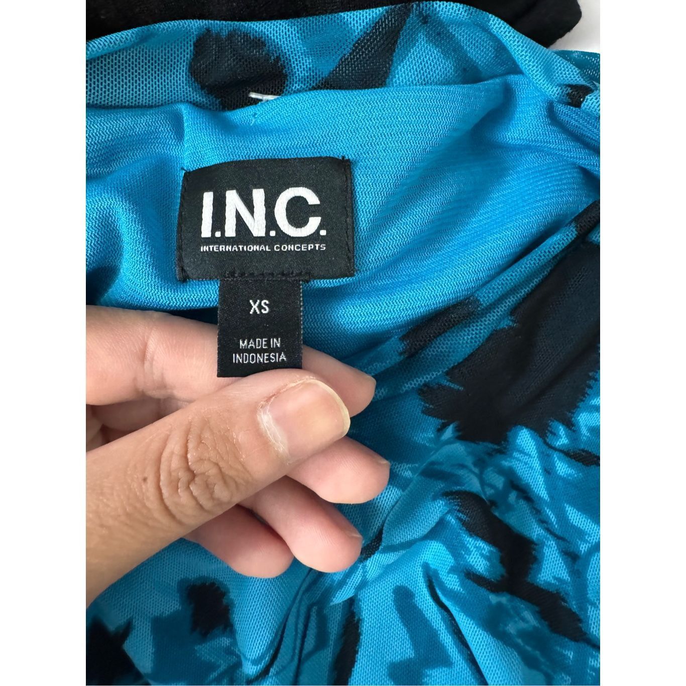 I.N.C INC International Concepts Blue Black Sheer Floral Mesh Top Size XS / US 0-2 / IT 36-38 - 5 Thumbnail
