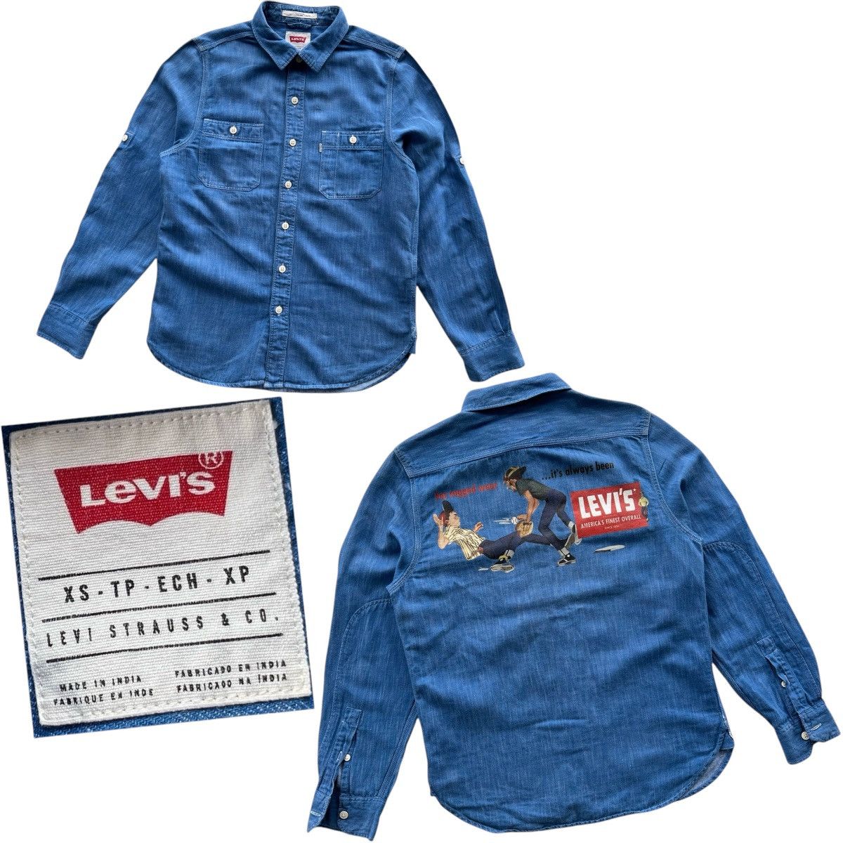 Levi's × Levi's Made & Crafted × Levi's Vintage Clothing 🔥Levi's Amerca’s Finest Overall Big Logo Western Shirt Denim Size US XS / EU 42 / 0 - 1 Thumbnail