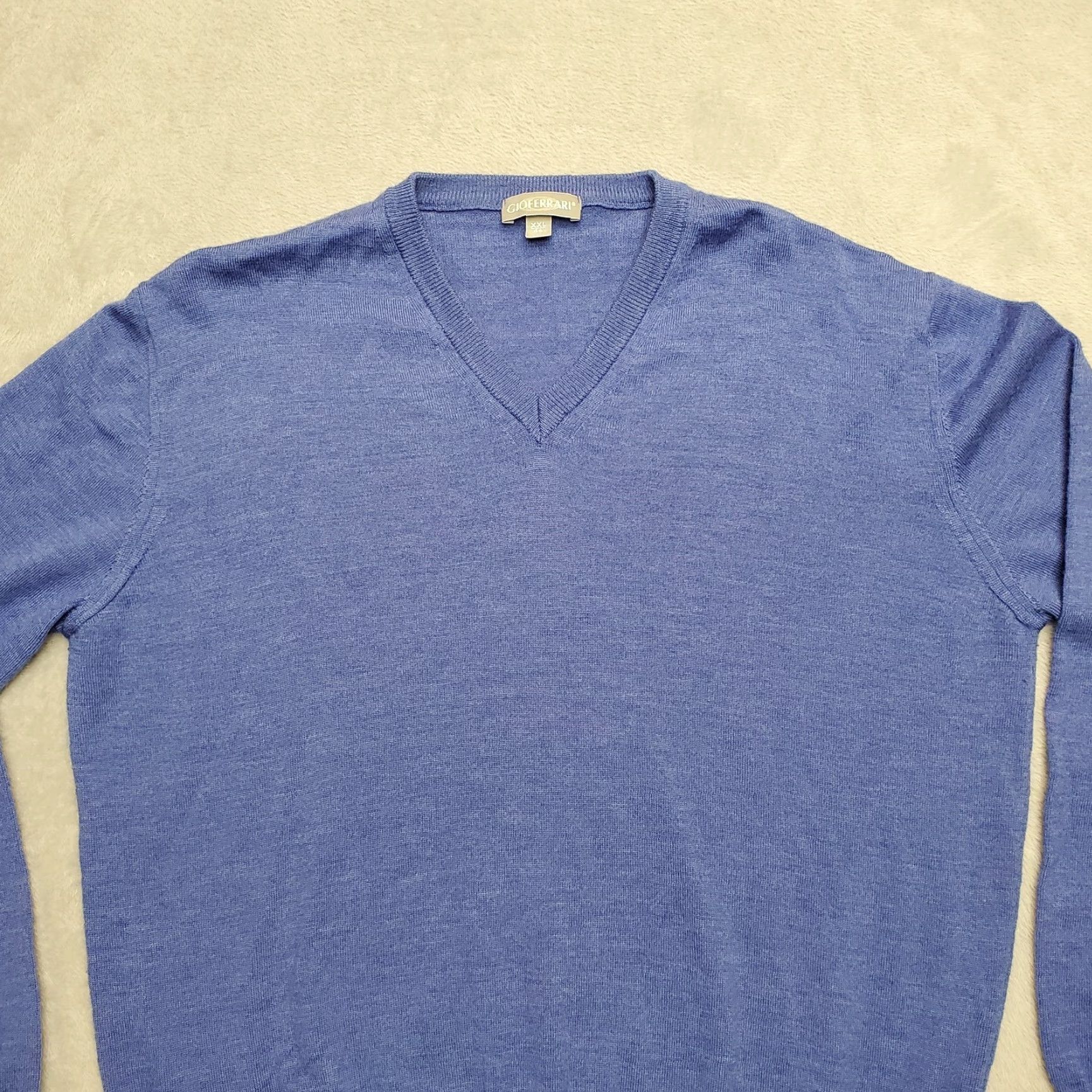 Vintage VINTAGE Gioferrari Sweater Mens 2XL Blue 100% Extra Fine Merino Wool V-Neck Casual Wool Knit Long Sleeve Mens Swing Size US XXL / EU 58 / 5 - 3 Thumbnail