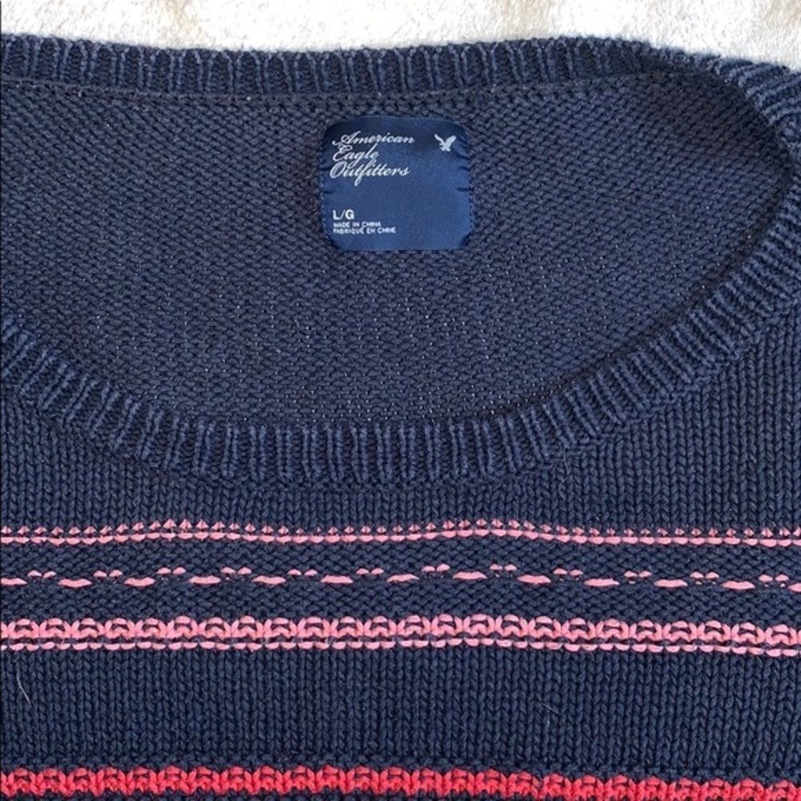 American Eagle Outfitters American Eagle Navy Blue Crewneck Knit Sweater | Sz L Size L / US 10 / IT 46 - 3 Thumbnail