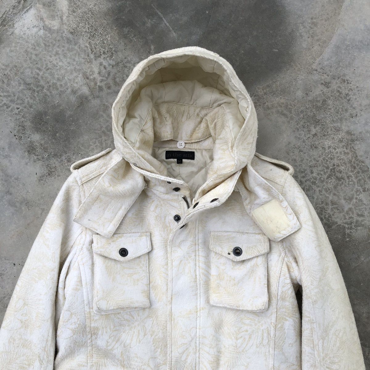 In The Attic IN THE ATTIC Rare Fullprint Design Wool Hooded Parka Jacket Size US M / EU 48-50 / 2 - 6 Thumbnail