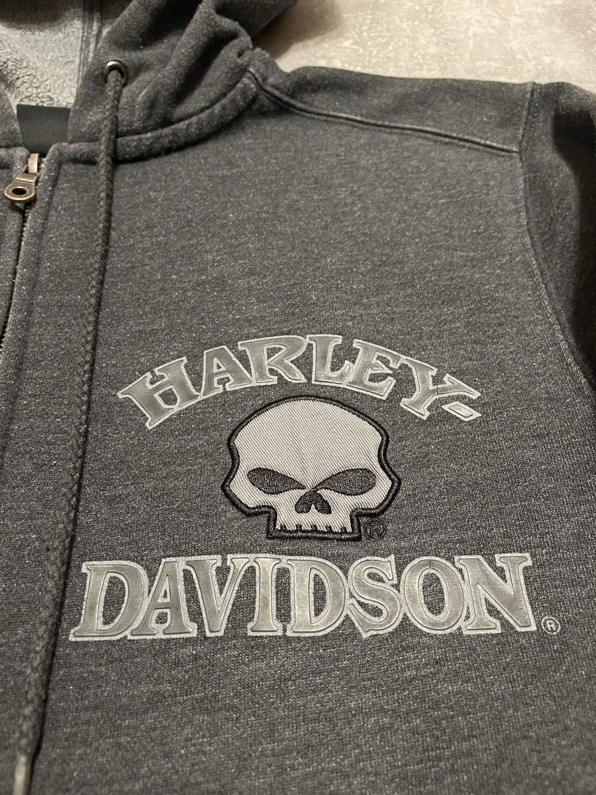 Harley Davidson × Vintage Vintage Harley Davidson Distressed Skull Zip-Up Hoodie Size US S / EU 44-46 / 1 - 9 Thumbnail