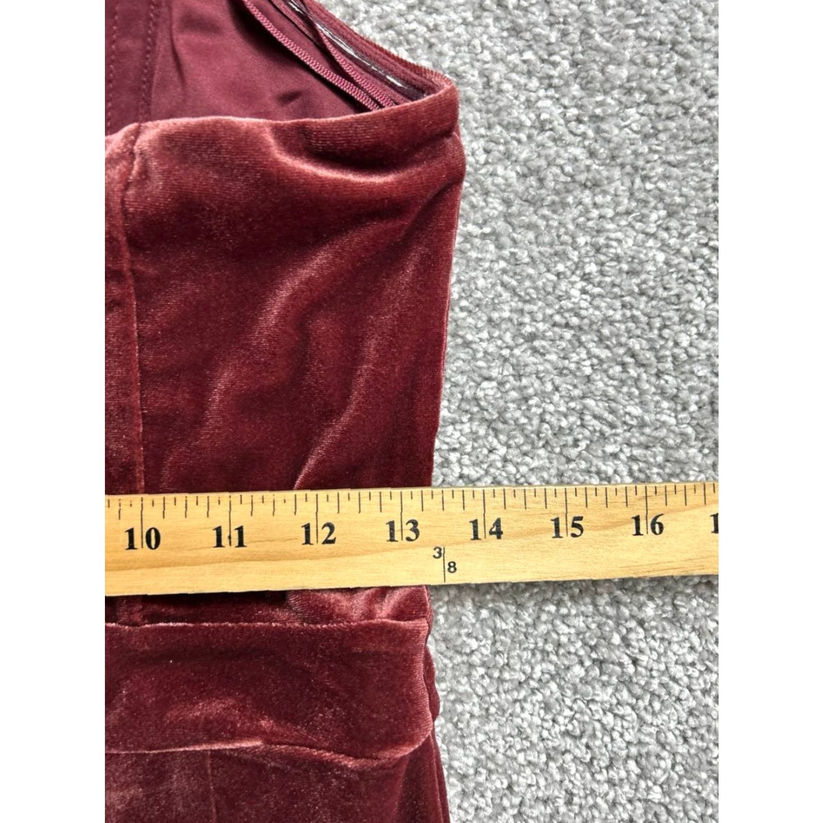 Express Express Velvet Jumpsuit Women 8 Petite Red Velvet Jumpsuit Stretch Strapless Sweetheart Neck New Size 30" / US 8 / IT 44 - 5 Thumbnail