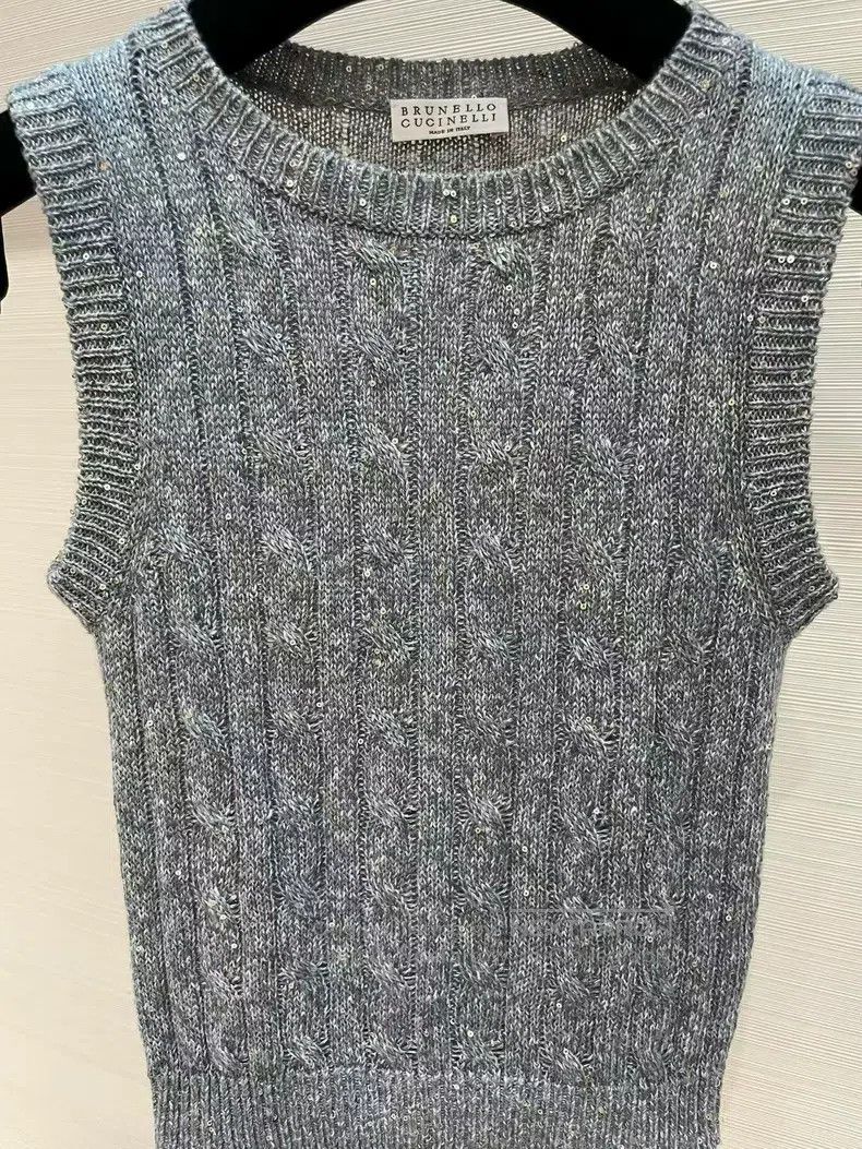 Brunello Cucinelli Brunello Cucinelli Grayish-blue, glittering knitted black Size XS / US 0-2 / IT 36-38 - 4 Thumbnail