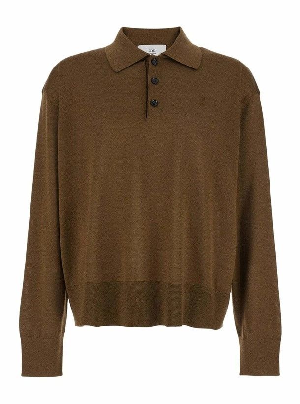 AMI os11x0226 Polo Shirt With Classic Collar In Brown Size US S / EU 44-46 / 1 - 1 Preview