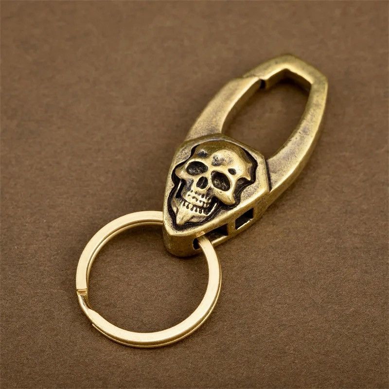 Vintage Retro Copper Skull Head Keychain Size ONE SIZE - 1 Thumbnail