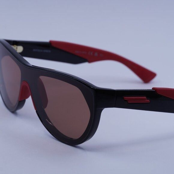 Bottega Veneta Bottega Veneta BV1234S 004 Sunglasses Shiny Black/Red Shield Size ONE SIZE - 8 Thumbnail
