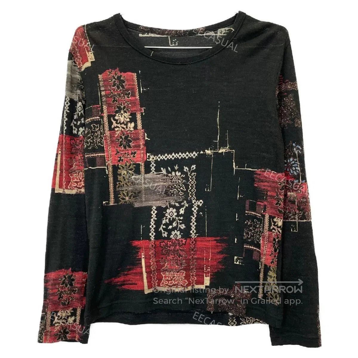 Y's Yohji Yamamoto Red Black Wool Top. Size M / US 6-8 / IT 42-44 - 4 Thumbnail