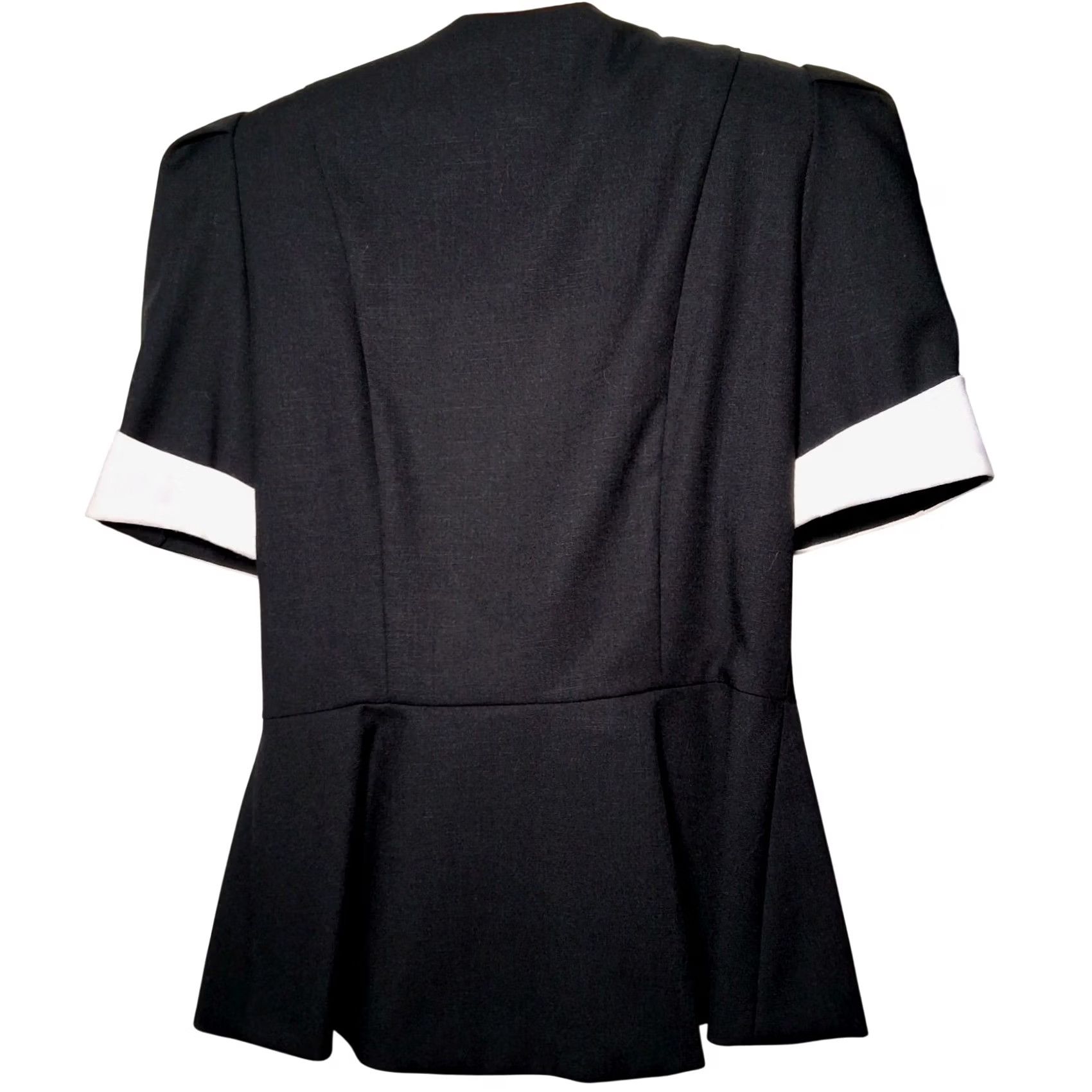 Vintage VINTAGE First Focus 1990s Skirt and Shirt Set 7/8 Black White Pencil Midi Office Wear Womens Size M / US 6-8 / IT 42-44 - 3 Thumbnail