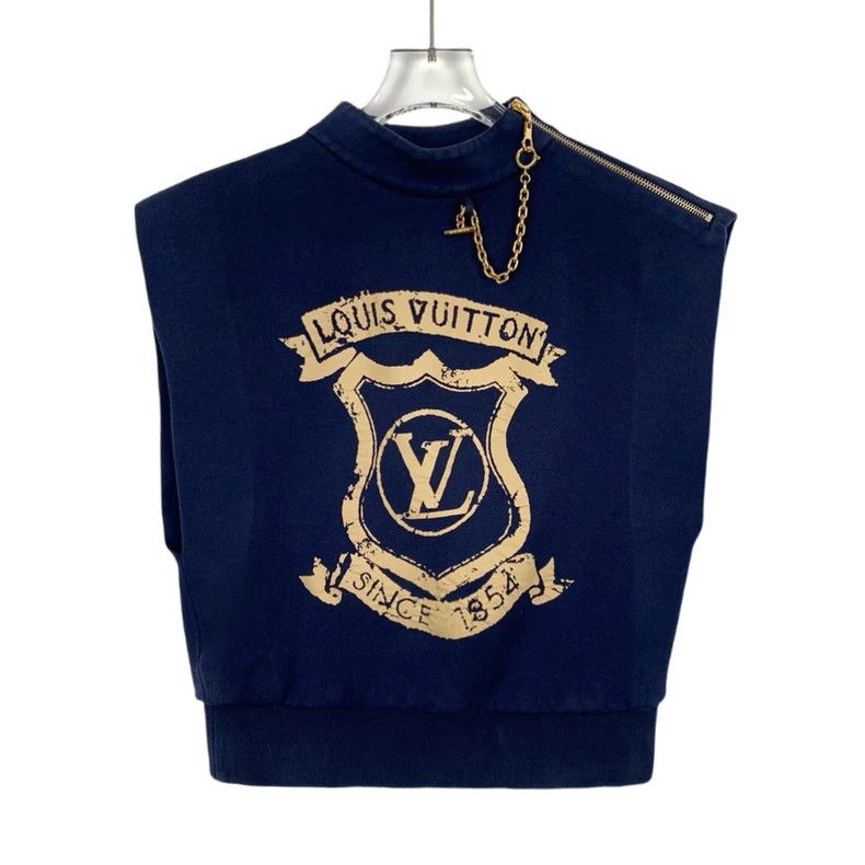 Louis Vuitton Louis Vuitton 22 navy logo printed chain cotton crewneck s Size S / US 4 / IT 40 - 1 Thumbnail