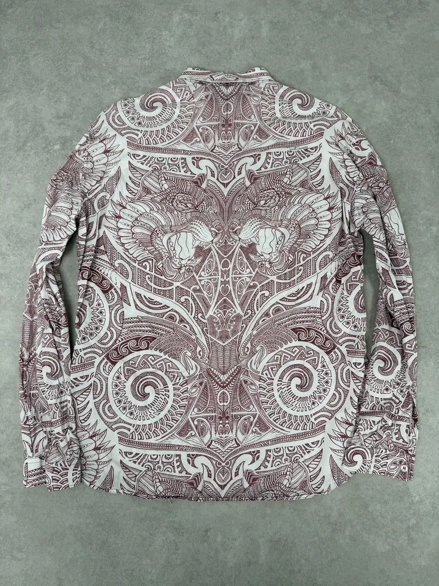 Just Cavalli 2010s Cavalli White & Red Abstract Presley Shirt Size US L / EU 52-54 / 3 - 2 Thumbnail