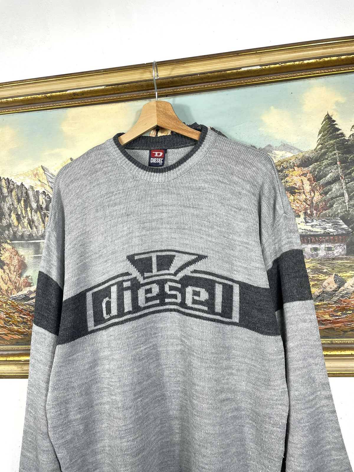 Diesel × Japanese Brand × Vintage Diesel Retro 00s Avant Garde Cyber Loose Boxy Jumper Pull Size US XXL / EU 58 / 5 - 4 Thumbnail
