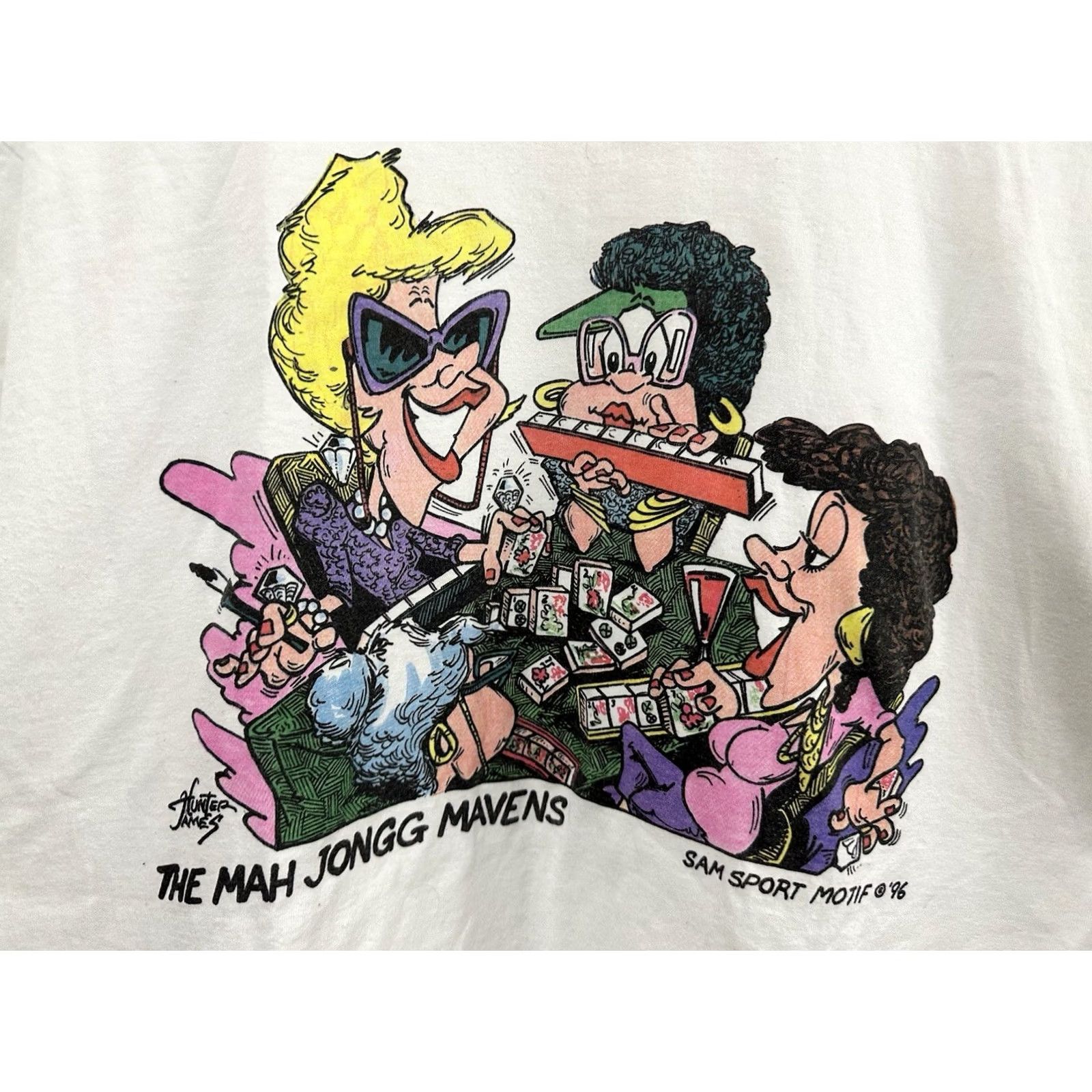 Vintage VTG 90s The Mah Jongg Mavens Mahjong Xipai Single Stitch T-Shirt Size XL Mens White Size US XL / EU 56 / 4 - 2 Thumbnail