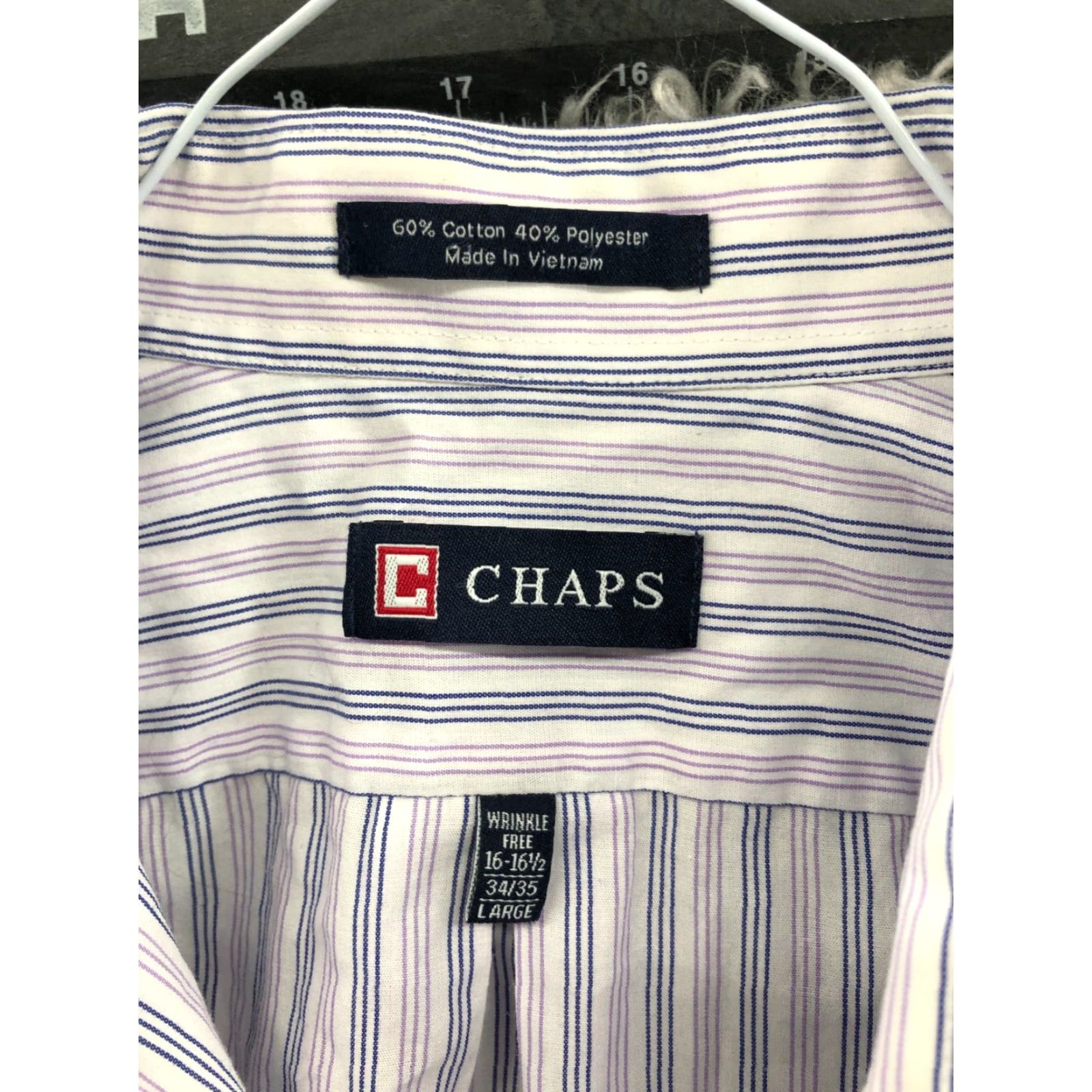 Chaps Chaps Shirt Mens L Long Sleeve Button-Down Collar Striped Wrinkle Free Knit Easy Care Classic Modern Tailored Size US L / EU 52-54 / 3 - 6 Thumbnail