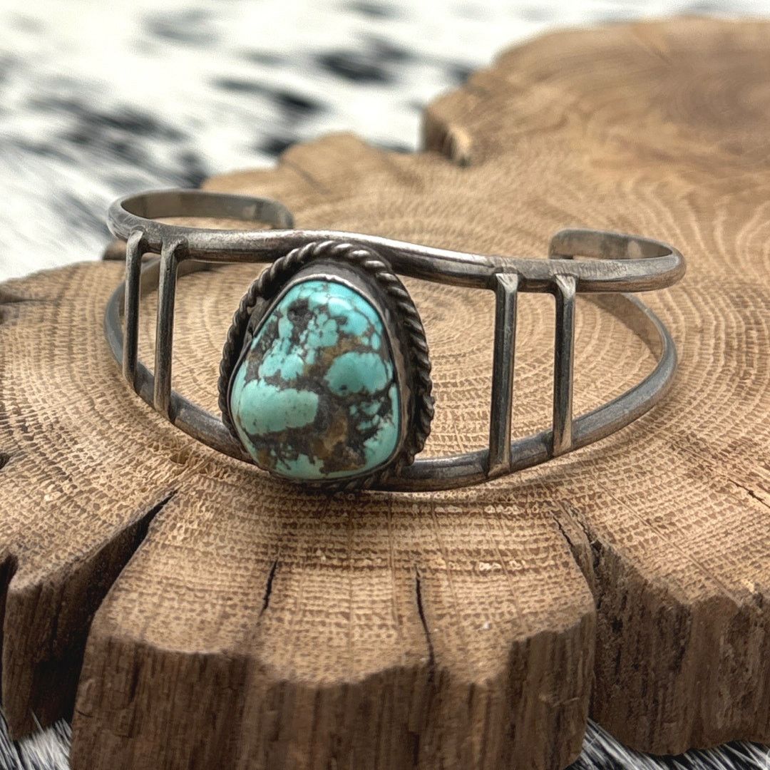 Native 1970s Native American NAVAJO Silver Turquoise Cuff Bracelet Size ONE SIZE - 2 Thumbnail