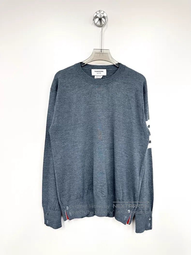 Thom Browne Thom Browne Grey Classic Striped Knit Sweater Size US M / EU 48-50 / 2 - 1 Thumbnail
