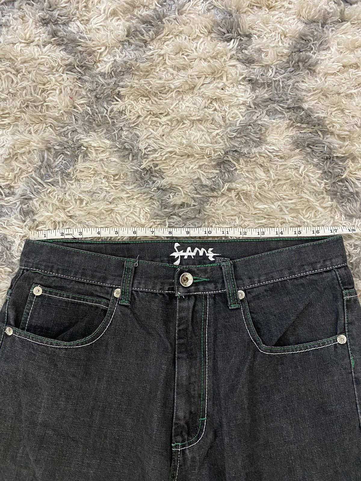 Vintage Fame Baggy Denim Jeans Embroidered Pocket Raw Jeans y2k Size US 34 / EU 50 - 8 Thumbnail