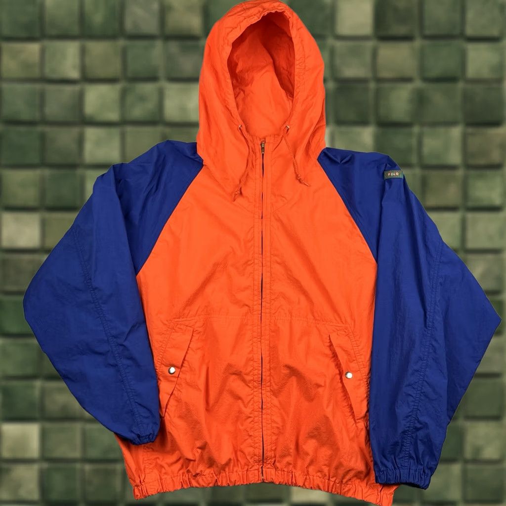 Polo Ralph Lauren VINTAGE Polo Ralph Lauren Sport Windbreaker Jacket Orange Blue Hooded L Mens Size US L / EU 52-54 / 3 - 1 Thumbnail