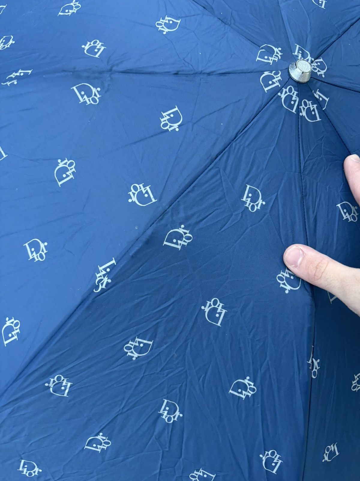 Dior VTG Dior Trotter Blue Monogram Umbrella with Leather Case Size ONE SIZE - 6 Thumbnail
