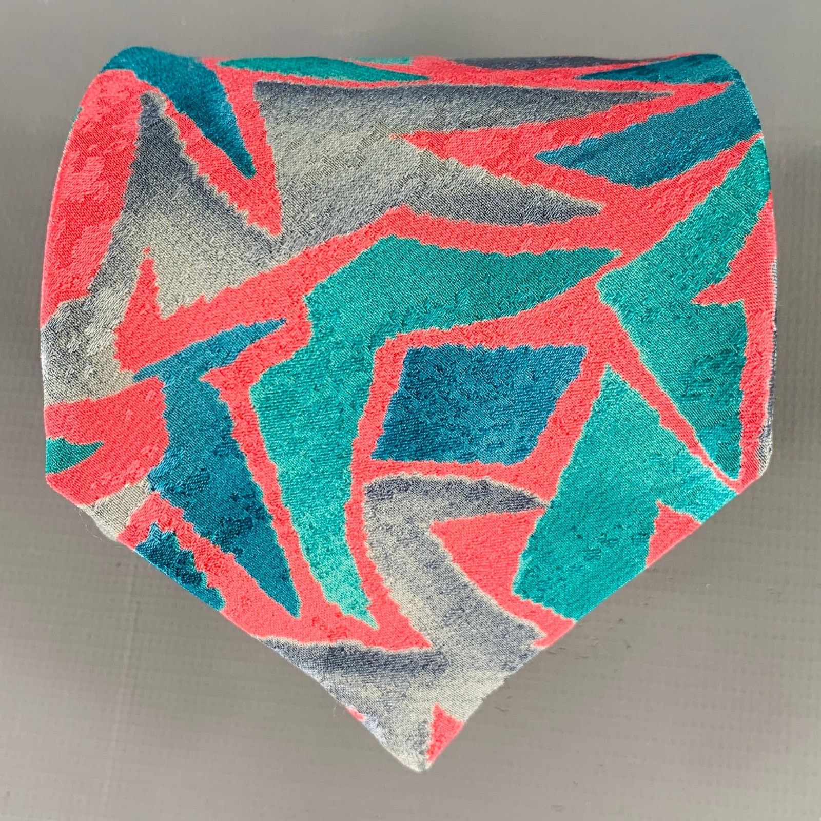 Ungaro Paris UNGARO Pink Cobalt Abstract Silk Tie Size ONE SIZE - 1 Thumbnail