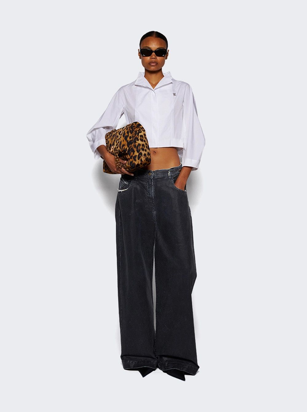 The Attico o1mle0526 Wide Leg Jeans in Navy Blue Size 29" - 2 Thumbnail