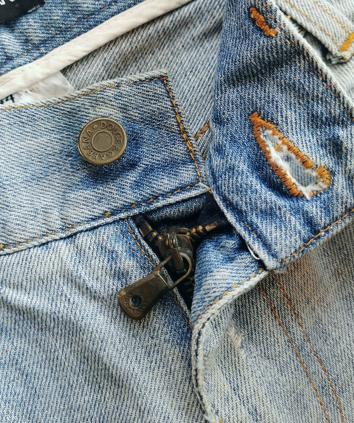 Dolce & Gabbana Thrashed Vintage 00s D&G Distressed Repair Denim Jeans Size US 30 / EU 46 - 6 Thumbnail