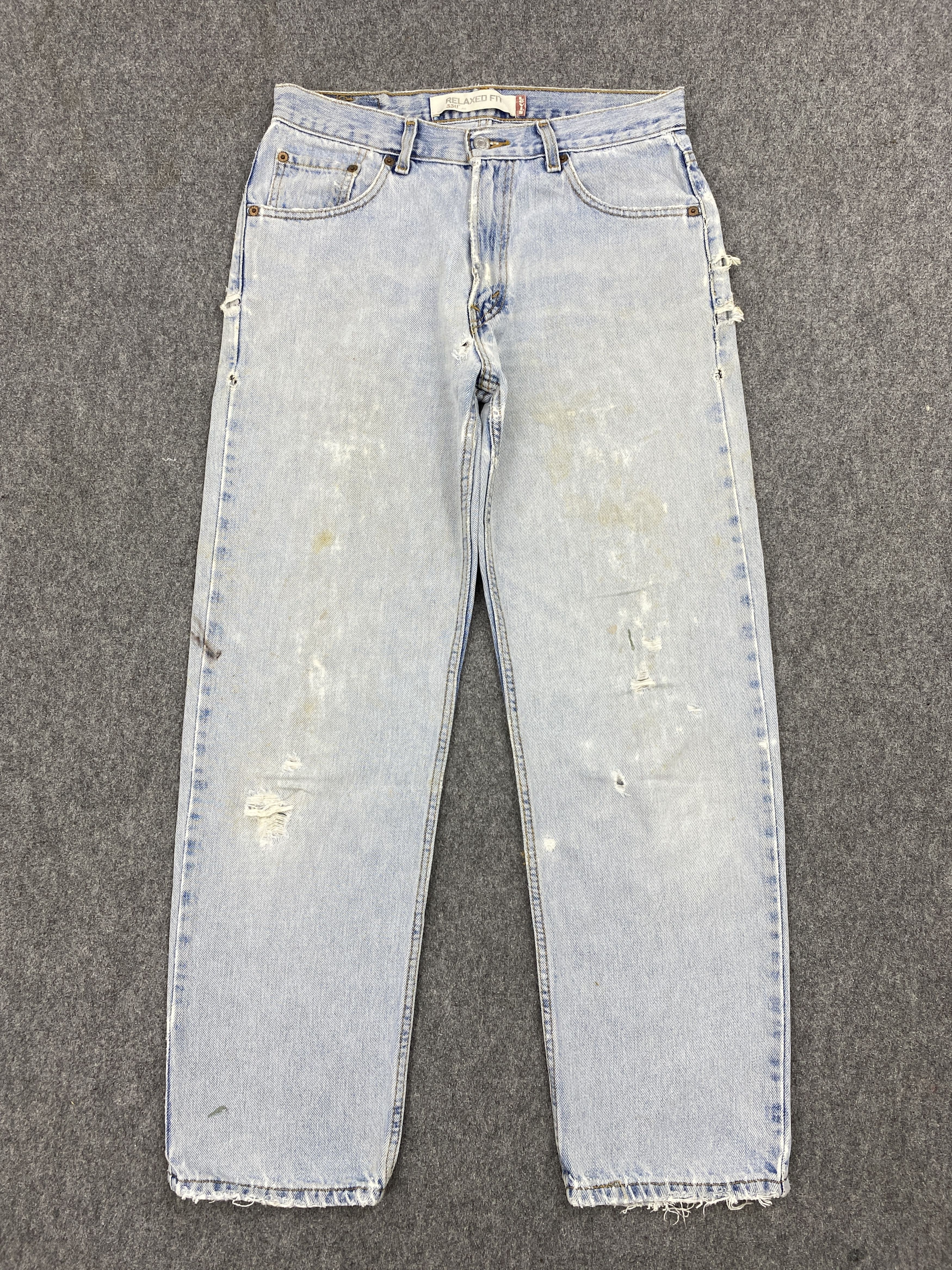 image of Distressed Vintage Levis 550 Faded Blue Jeans in Blue Denim, Men's (Size 31)