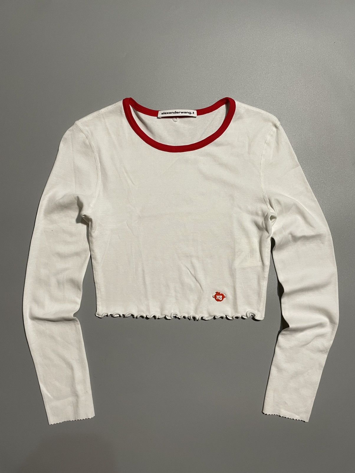 Alexander Wang Alexander Wang Lettuce Hem Crewneck in Micro Rib Jersey Size XS / US 0-2 / IT 36-38 - 1 Thumbnail