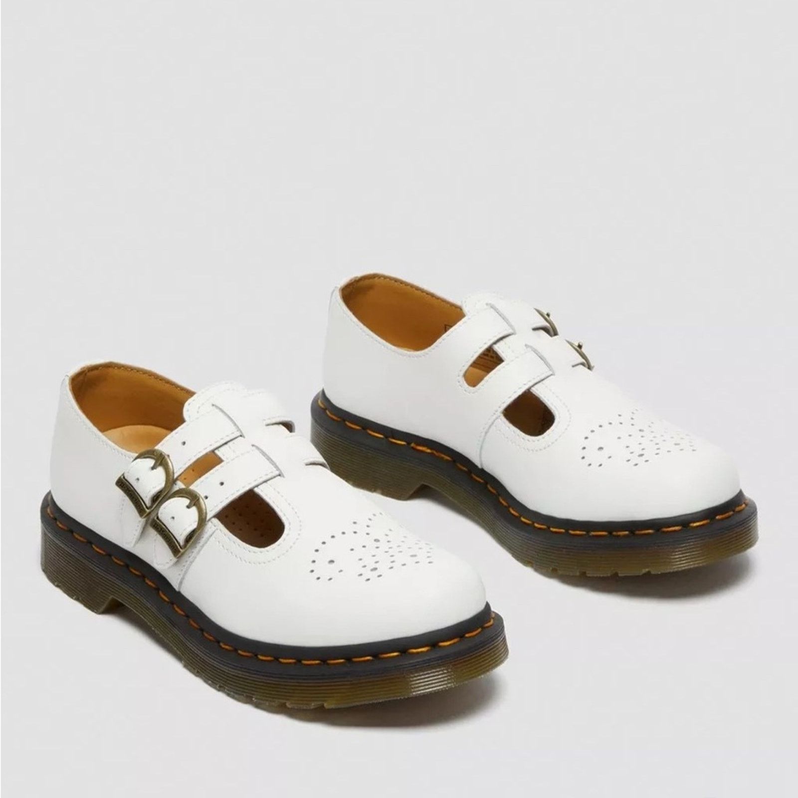 image of Dr Martens Dr. Martens 8065 Leather Mary Jane Shoes In White Size 8, Women's