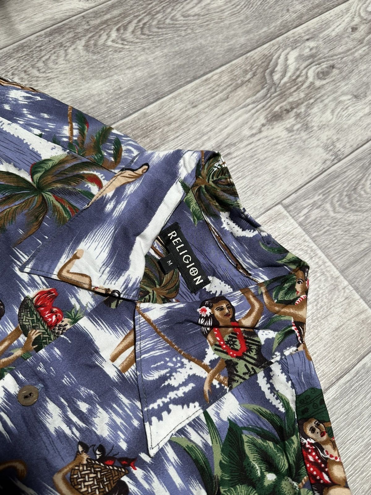 Designer Religion Hawaiian Linen Monogram Shirt Size US M / EU 48-50 / 2 - 2 Thumbnail