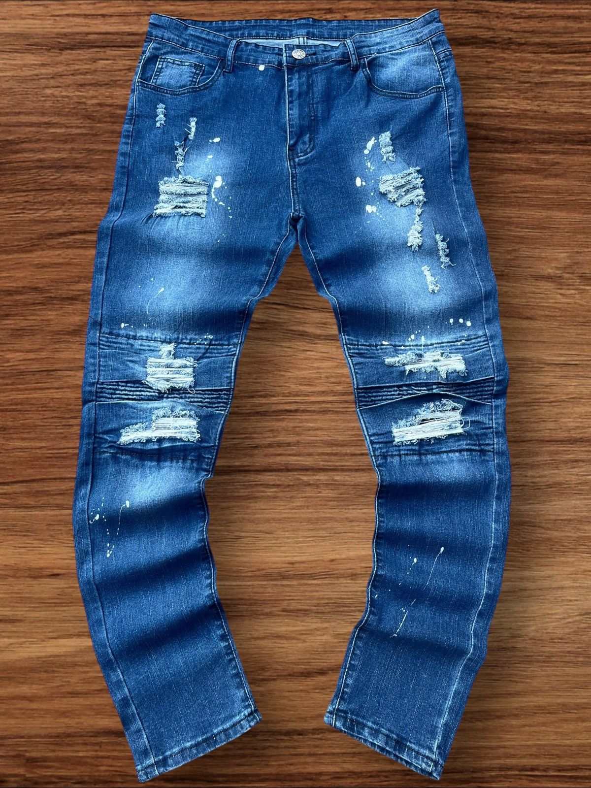 Japanese Brand Vintage Japanese Brand Ripped Destroyed Biker Blue Wash Jean Size US 36 / EU 52 - 2 Thumbnail