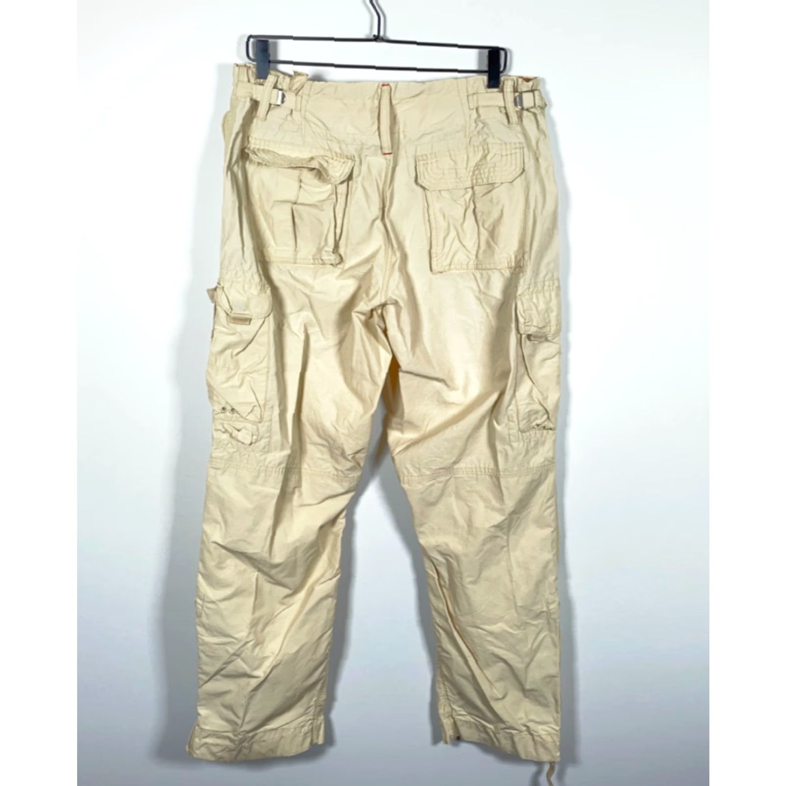 Gap VINTAGE Gap Baggy Parachute Cargo Pants Mens M Beige Nylon 90s Retro Cargo Pocket Straight Inseam 29 Size US 31 - 2 Thumbnail
