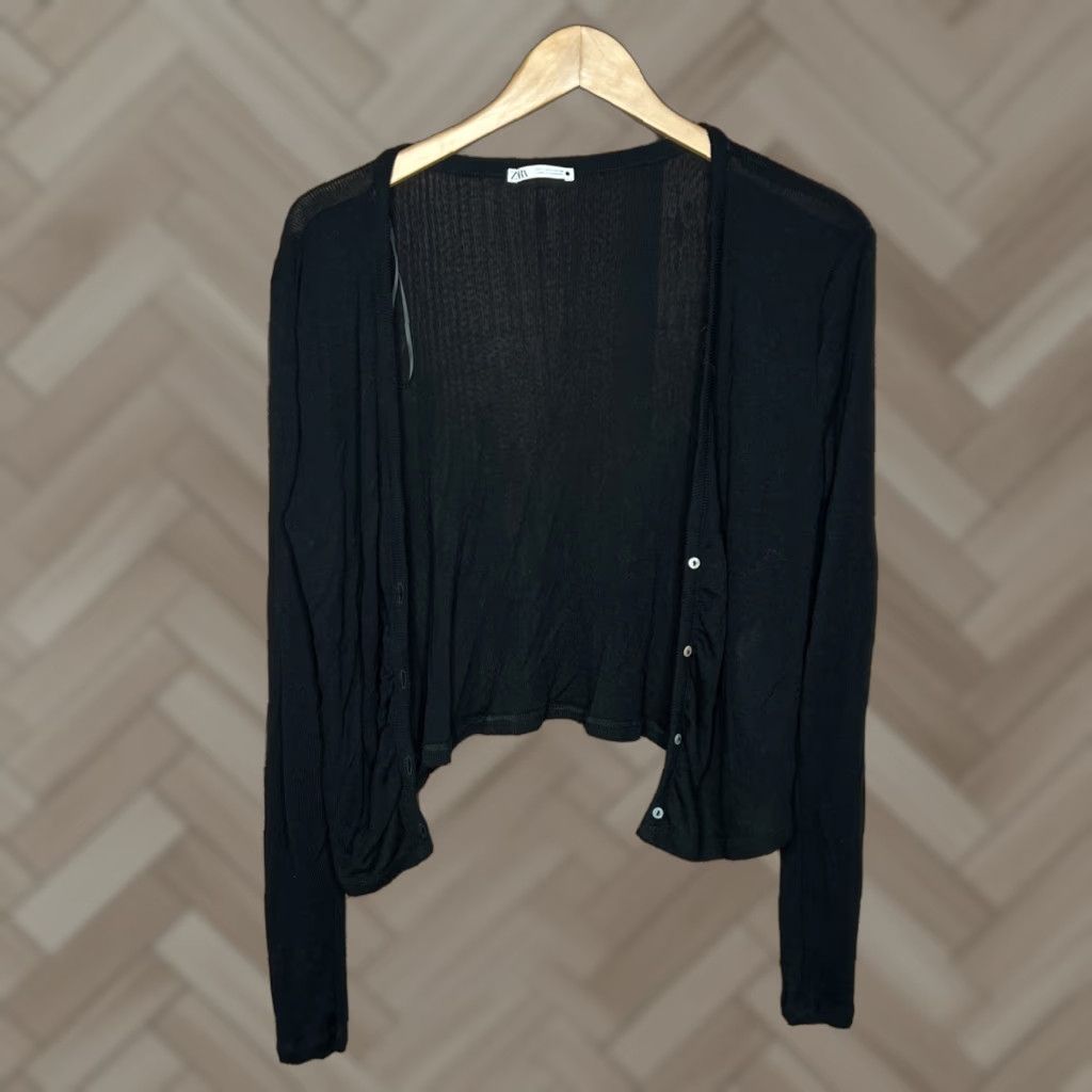 Zara Zara Cardigan Womens Black Size M Knit Button Up V-Neck Casual Business Travel All Seasons Lightweight Stretch Size L / US 10 / IT 46 - 1 Thumbnail