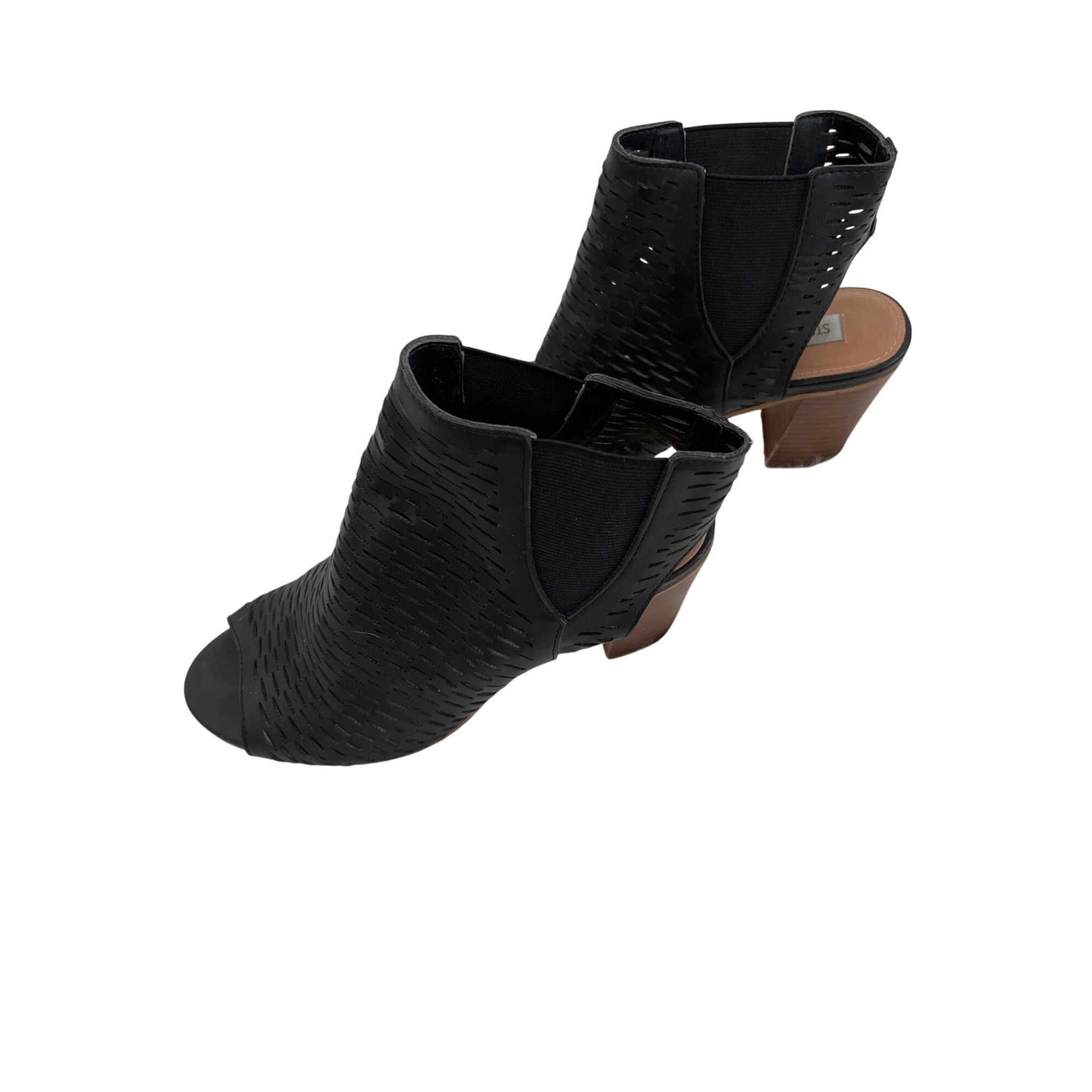Steve Madden Steve Madden Black Perforated Peep-Toe Booties Size US 7.5 / IT 37.5 - 4 Thumbnail
