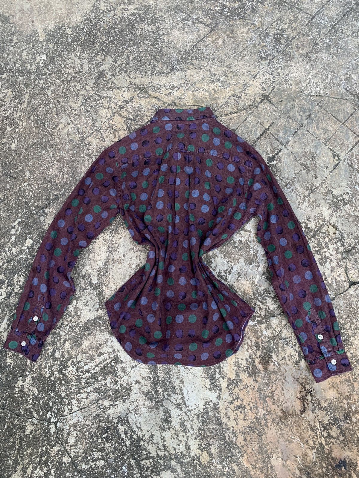 Japanese Brand 2000s Saburoku Japan Polkadot Brown Shirt Size M / US 6-8 / IT 42-44 - 2 Thumbnail
