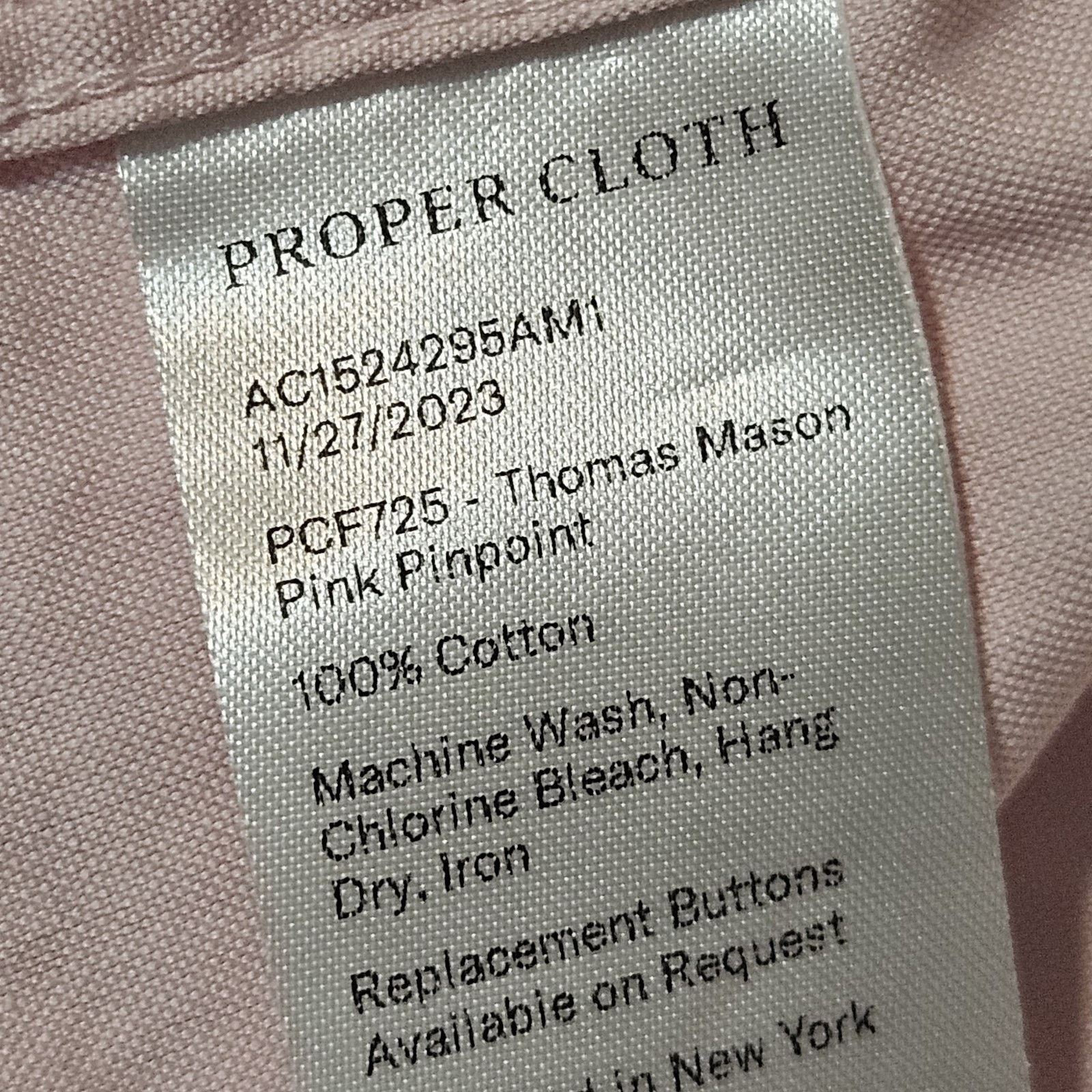 Proper Cloth LOT OF 4 PROPER CLOTH Pink L/S Dress Shirts Mens 17.5 - 33 Size US XXL / EU 58 / 5 - 9 Thumbnail