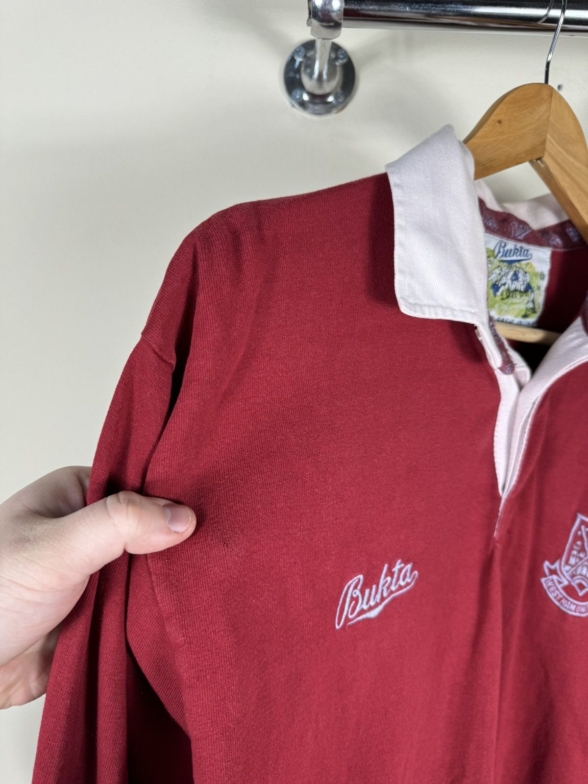 Vintage 1990-92 West Ham United FC Bukta Rugby Polo Shirt Size US M / EU 48-50 / 2 - 6 Thumbnail