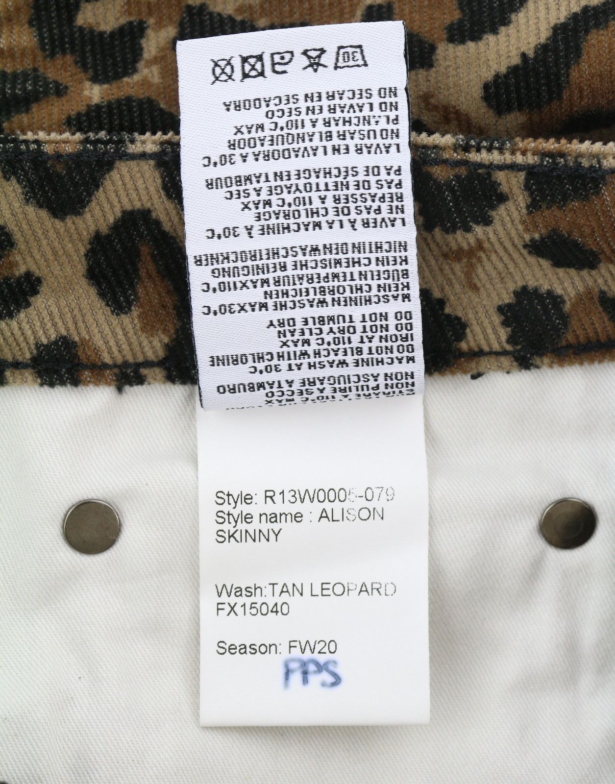 ALISON SKINNY 27 Tan Leopard Ankle Corduroy Brown 85777