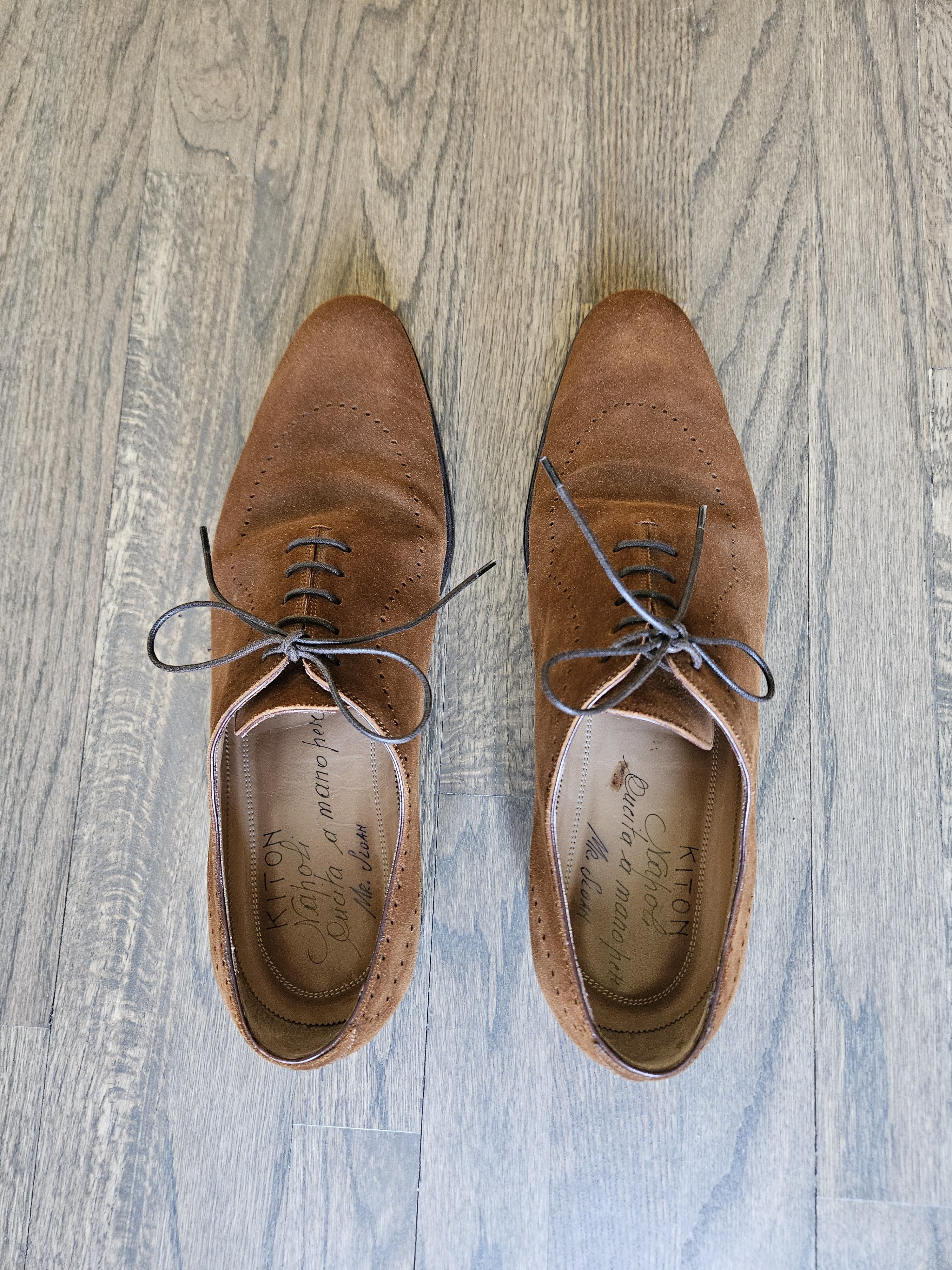 Kiton Kiton Napoli Suede Oxford Dress Shoes Brown Handmade Italy Size US 12 / EU 45 - 4 Thumbnail