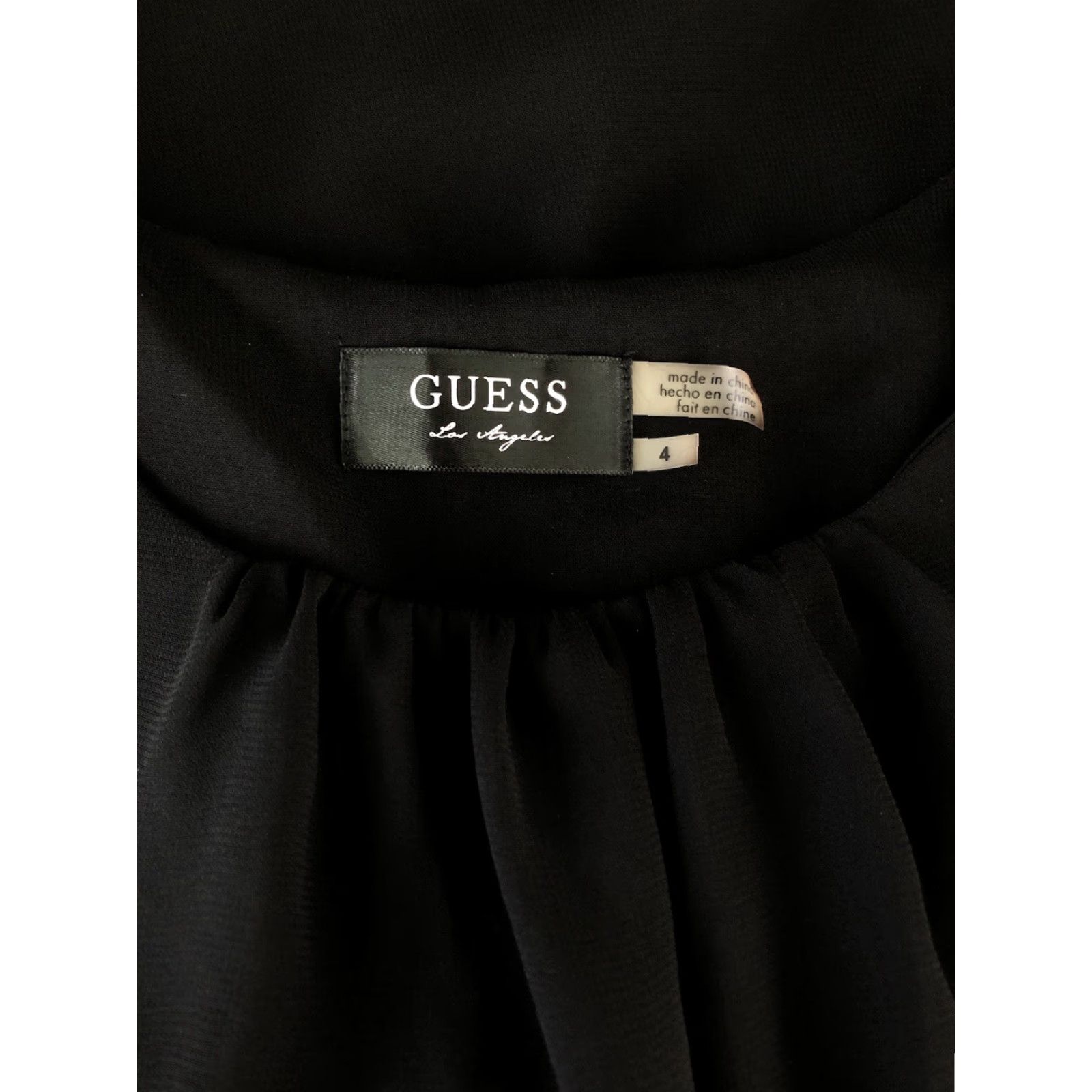 Guess GUESS Chiffon Blouson Dress Cap Sleeve Black 4 Knee Length Button Lined 90s Club Fairy Blouson Womens Size S / US 4 / IT 40 - 4 Thumbnail