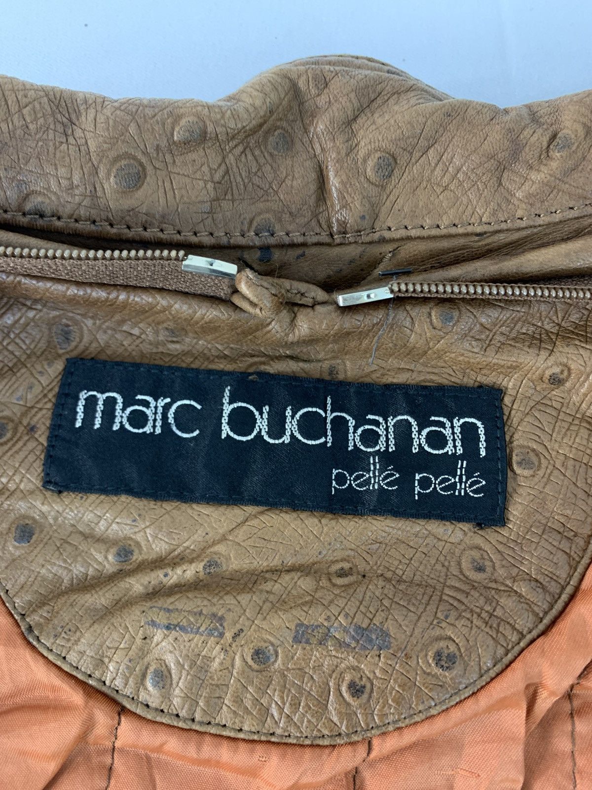 Marc Buchanan × Pelle Pelle RARE 90s Pelle Pelle Marc Buchanan Ostrich Leather Jacket Size US M / EU 48-50 / 2 - 3 Thumbnail