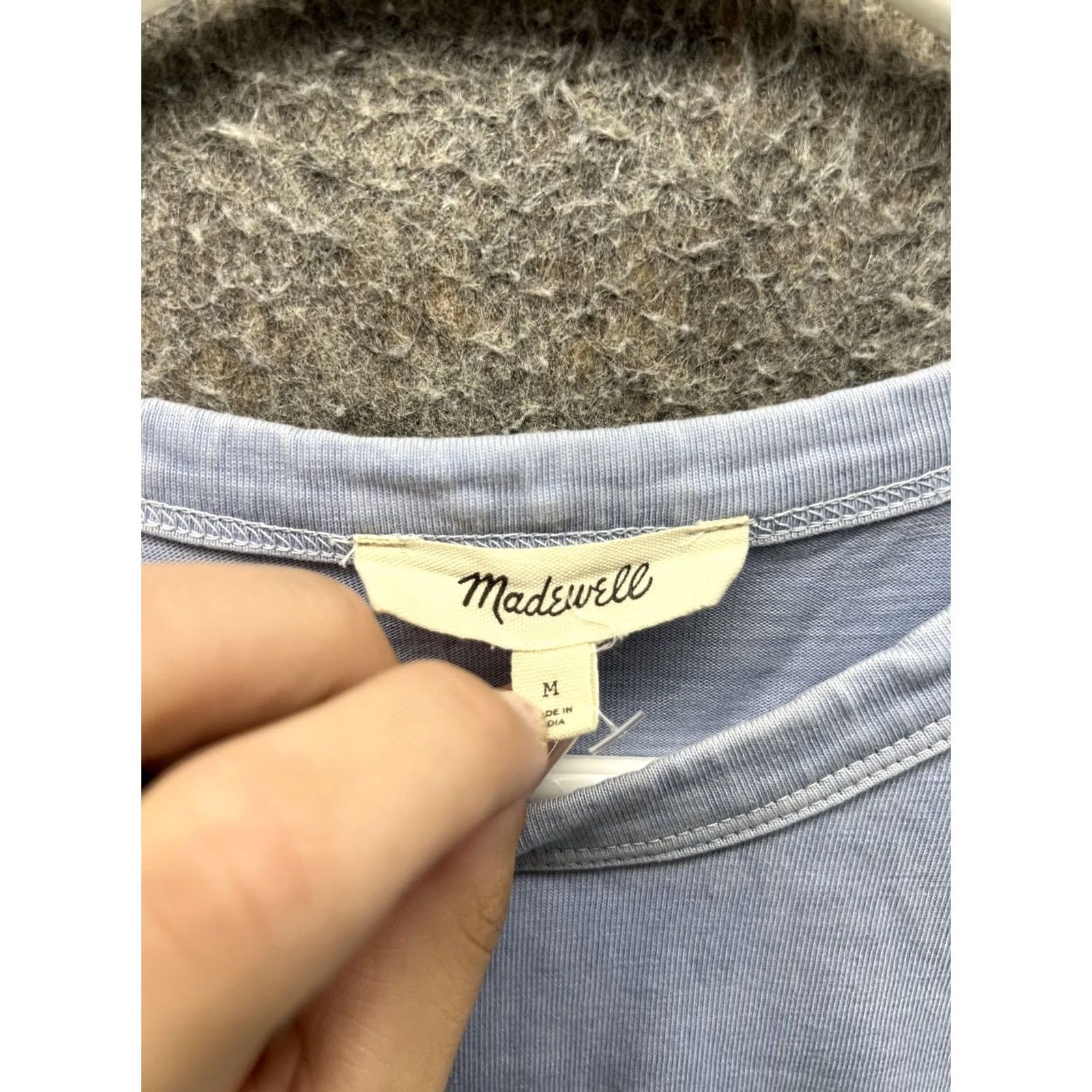 Madewell Madewell Shirt Womens Medium Blue Solid Crew Neck Short Sleeve Jersey Top Size M / US 6-8 / IT 42-44 - 4 Thumbnail