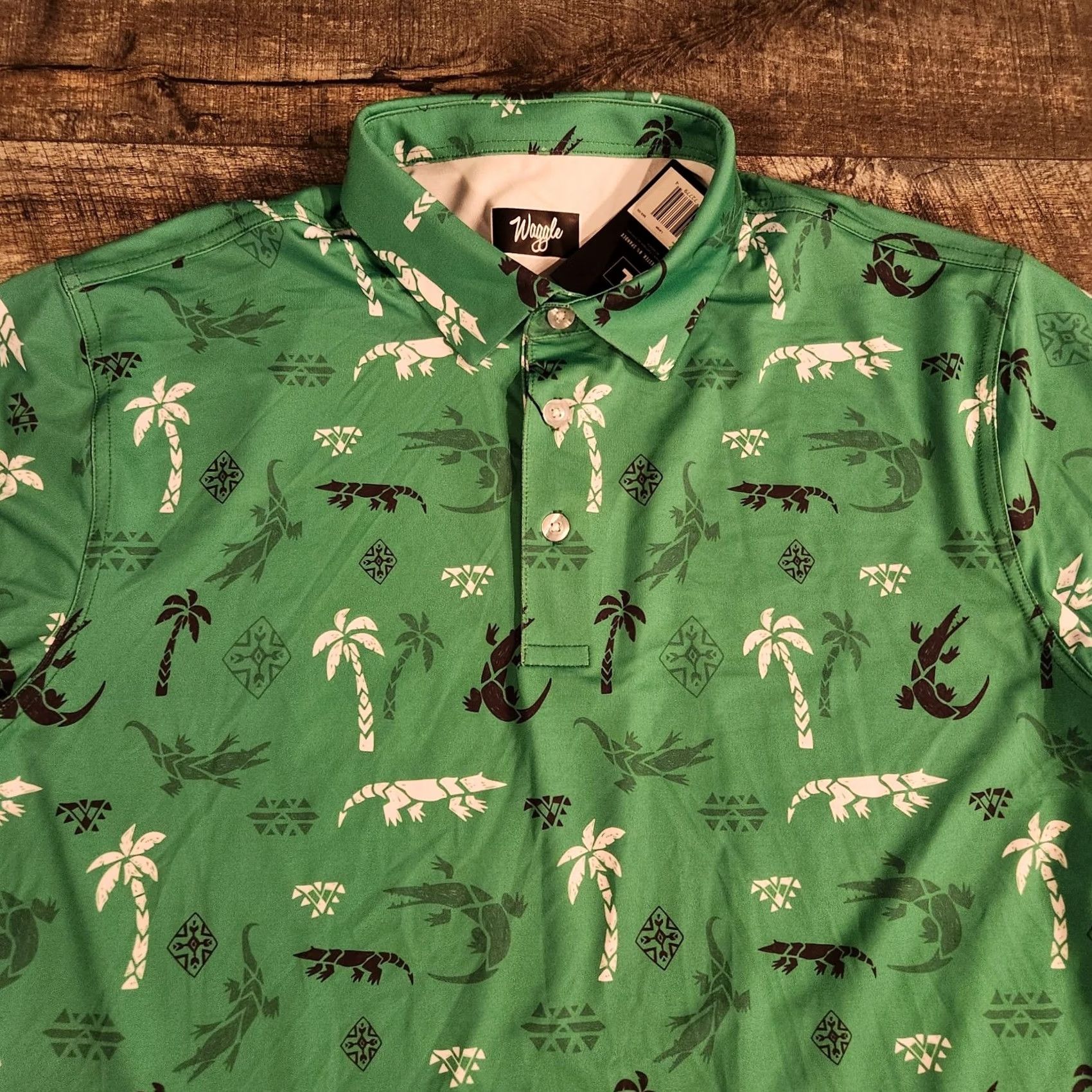 Vintage Waggle Shirt Mens L Golf Polo Aligator Palms AOP Performance Florida New Size US L / EU 52-54 / 3 - 2 Thumbnail